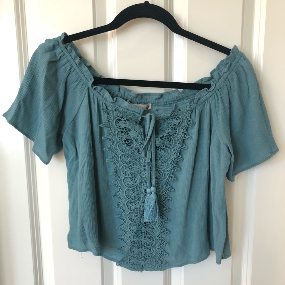 Short sleeve peasant top